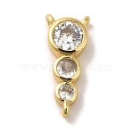 Rack Plating Brass Pave Clear Cubic Zirconia Flat Round Beaded Chandelier Component Links, Cadmium Free & Lead Free, Real 18K Gold Plated, 15x6.5x3mm, Hole: 1mm(KK-U027-02G)