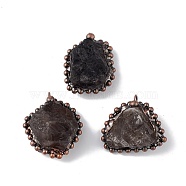 Natural Smoky Quartz Pendants, Nuggets Charms with Red Copper Plated Brass Chains, Lead Free & Cadmium Free, 31~42x23~35x12~23mm, Hole: 4mm(G-F739-10R-04)