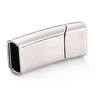 316 Surgical Stainless Steel Magnetic Clasps with Glue-in Ends, Rectangle, Stainless Steel Color, 33x13.5x8.5mm, Inner Diameter: 11.5x6mm(STAS-G241-02P)