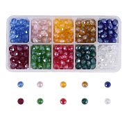 400Pcs 10 Colors Electroplate Glass Beads Strands, Pearl Luster Plated, Faceted, Rondelle, Mixed Color, 8x6mm, Hole: 1mm, 40pcs/color(EGLA-SZ0001-12)