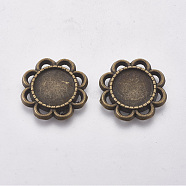Tibetan Style Alloy Cabochon Tray Settings, Flower, Antique Bronze, 17.5~18x2mm, Tray: 10mm(PALLOY-WH0050-08C)