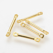 Brass Bar Links connectors, Nickel Free, Real 18K Gold Plated, 13x2x1mm, Hole: 1mm(KK-Q735-231G)