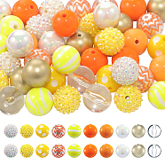 50Pcs 10 Style Thanksgiving Day Theme Acrylic Beads, with Resin Rhinestone, Round, Mixed Color, 20x19~20mm, Hole: 2~3mm, 5pcs/style(SACR-SC0001-21)