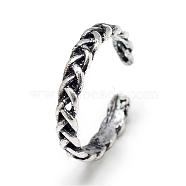Adjustable Alloy Cuff Finger Rings, Weave, Size 6, Antique Silver, 16mm(RJEW-S038-082)