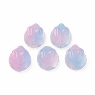 Two Tone Transparent Spray Painted Glass Beads, Rabbit, Light Sky Blue, 14x12x8mm, Hole: 1.4mm(GLAA-Q092-06-C03)