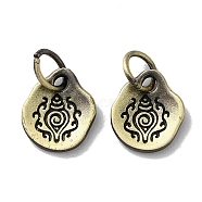Tibetan Style Brass Pendants, Cadmium Free & Lead Free, Teardrop with Spiral Shell, Antique Bronze, 10.5x9x1.5mm, Hole: 4mm(KK-M284-40AB)