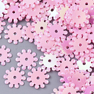 Ornament Accessories, PVC Plastic Paillette/Sequins Beads, AB Color, Flower, Pink, 8.5x0.5mm, Hole: 1mm, about 20000pcs/500g(PVC-R022-022B)