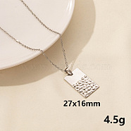 304 Stainless Steel Rectangle Pendant Necklaces, Cable Chain Necklaces(SS2971-11)
