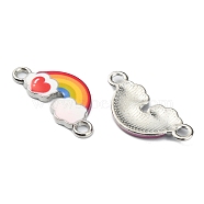 Alloy Enamel Connector Charms, Platinum, Rainbow with Heart, Colorful, 10.5x23.2x2mm, Hole: 2mm(ENAM-CJC0006-50A)