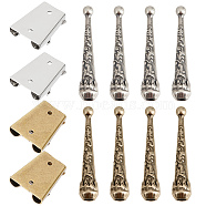 Bolo Tie Clasps Sets, Including Iron Bolo Tie Slide Clasps and Alloy Cord End, Mixed Color, Cord End: 52x11mm, Inner Diameter: 5.5mm, 8pcs; Clasp: 30x25x9.5mm, Inner Diameter: 3.5x17mm, 4pcs(TOOL-GF0003-26A)