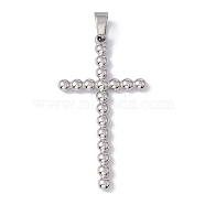 304 Stainless Steel Pendants, Cross Charms, Stainless Steel Color, 48x25x3mm, Hole: 4.5x6.5mm(STAS-G279-06B-P)