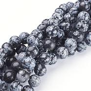 Gemstone Beads Strands, Natural Snowflake Obsidian, Round, about 10mm in diameter, hole: 1mm, about 40pcs/strand, 16 inch(GSR10mmC009)
