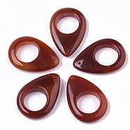 Natural Carnelian/Red Agate Pendants, Dyed, Teardrop, Brown, 29x20x5~6mm, Hole: 0.8mm(G-R473-01)