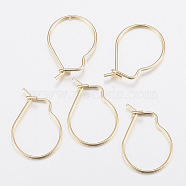 304 Stainless Steel Hoop Earrings Findings Kidney Ear Wires, Golden, 18x13x0.8mm(STAS-G179-44G)