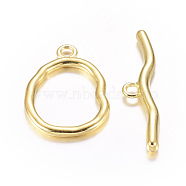 Alloy Toggle Clasps, Cadmium Free & Nickel Free & Lead Free, Golden, Size: Oval: about 25mm wide, 36mm long, 3mm thick, hole: 3mm, Bar: about 10mm wide, 49mm long, hole: 3mm(X-PALLOY-G013-G)