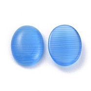 Cat Eye Cabochons, Oval, Royal Blue, about 6mm wide, 8mm long, 3mm thick(CE039-6x8-18)