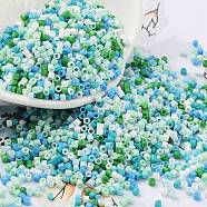 Baking Paint Glass Seed Beads, Cylinder, Aquamarine, 2x1.5mm, Hole: 1mm, about 5599pcs/50g(X-SEED-S042-05B-52)