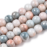 Opaque Crackle Glass Round Beads Strands, Imitation Stones, Round, Teal, 8~9mm, Hole: 1.5mm, about 104~106pcs/strand, 30.31~31.10 inch(77~79cm)(GLAA-T031-01C)