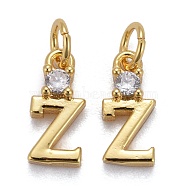 Brass Micro Pave Clear Cubic Zirconia Pendants, with Jump Rings, Real 18K Gold Plated, Long-Lasting Plated, Letter, Letter.Z, 9.5x4x2.5mm(ZIRC-Z011-35Z)