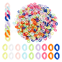 720Pcs 9 Colors Opaque Acrylic Linking Rings, Quick Link Connectors, for Jewelry Curb Chains Making, Twist, Mixed Color, 19x13x4mm, Inner Diameter: 5x9mm, 80pcs/color(SACR-FH0001-07)