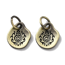 Tibetan Style Brass Pendants, Cadmium Free & Lead Free, Teardrop with Spiral Shell, Antique Bronze, 10.5x9x1.5mm, Hole: 4mm(KK-M284-40AB)