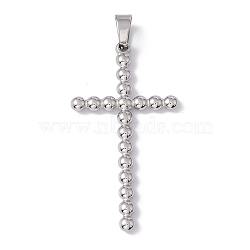 304 Stainless Steel Pendants, Cross Charms, Stainless Steel Color, 48x25x3mm, Hole: 4.5x6.5mm(STAS-G279-06B-P)