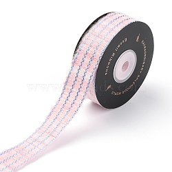 Polyester Ribbon, 4 Row Stripe Pattern, for Weddings Gift Package Wrapping, Bow Decorations, Misty Rose, 1 inch(26mm), 10 yards/roll(91.44m/roll)(SRIB-B001-03B-01)