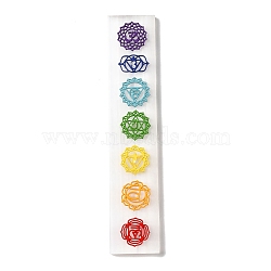 Seven Chakra Symbol Engraved Stick Jewelry, Rectangle Natural Selenite Home Decorations, 200x40x10mm(AJEW-U002-09)