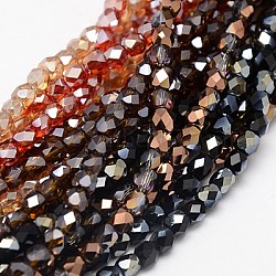 Electroplate Glass Beads Strands, Half Plated, Faceted, Cube, Mixed Color, 4x4x4mm, Hole: 1mm, about 100pcs/strand, 15.7 inch(EGLA-F001-F)