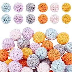 PANDAHALL ELITE 36Pcs 6 Color DIY Doll Craft Yarn Pom Pom Ball, Round, Mixed Color, 1.6cm, Hole: 3mm(AJEW-PH0003-48)