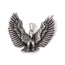 Tibetan Style 304 Stainless Steel Pendants, Eagle, Antique Silver, 48x52x9mm, Hole: 8x4.5mm(STAS-P305-12AS)