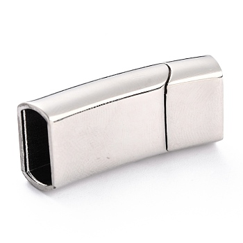 316 Surgical Stainless Steel Magnetic Clasps with Glue-in Ends, Rectangle, Stainless Steel Color, 33x13.5x8.5mm, Inner Diameter: 11.5x6mm