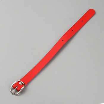 PU Leather Luggage Tag Straps, Suitcase Name Tag Holders, with Alloy Buckle, Red, 198x12.5x1.2~5mm