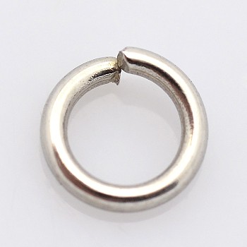 304 Stainless Steel Jump Rings, Open Jump Rings, Stainless Steel Color, 7x1.2mm, Inner Diameter: 4.6mm