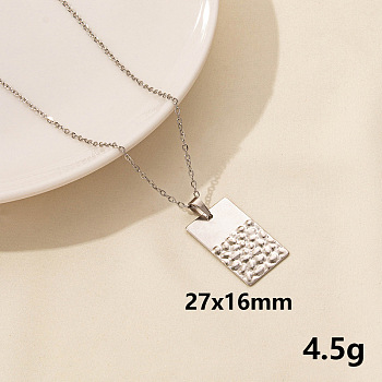 304 Stainless Steel Rectangle Pendant Necklaces, Cable Chain Necklaces