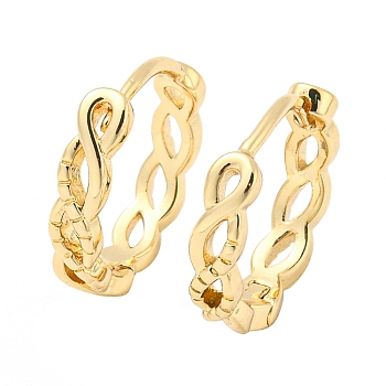 Brass Hoop Earrings, Hollow Infinity, Light Gold, 14.5x3mm
