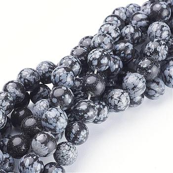 Natural Snowflake Obsidian Beads Strands, Round, 10mm, Hole: 1mm, about 40pcs/strand, 16 inch