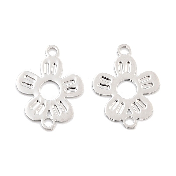 Long-Lasting Plated Brass Links Connector Charms, Hollow Flower, Platinum, 13.5x10.5x0.3mm, Hole: 1.2mm