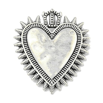 Tibetan Style Alloy Pendants, Heart Theme Charms, Antique Silver, 39.5x34x3mm, Hole: 3mm