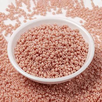 MIYUKI Round Rocailles Beads, Japanese Seed Beads, 8/0, (RR596) Opaque Tea Rose Luster, 8/0, 3mm, Hole: 1mm, about 2111~2277pcs/50g