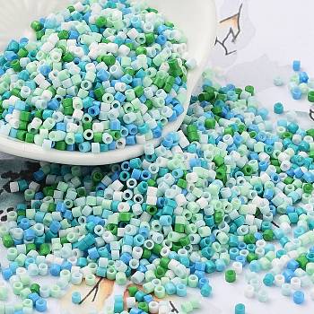 Baking Paint Glass Seed Beads, Cylinder, Aquamarine, 2x1.5mm, Hole: 1mm, about 5599pcs/50g