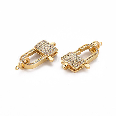 Brass Micro Pave Clear Cubic Zirconia Lobster Claw Clasps(ZIRC-S067-069G-NR)-2
