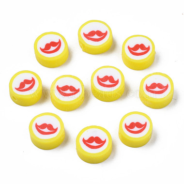 Yellow Flat Round Polymer Clay Beads