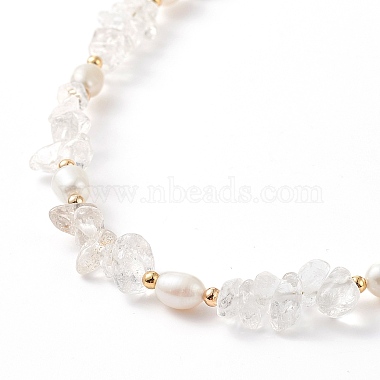 Natural Quartz Crystal Chips & Pearl Beaded Necklace(NJEW-JN04008-02)-5
