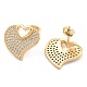 Brass Micro Pave Clear Cubic Zirconia Stud Earrings(EJEW-U005-12A-G)-2