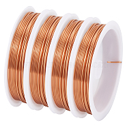 Eco-Friendly Copper Wire, Round Beading Wire, with Spool, Long-Lasting Plated, Rose Gold, 18 Gauge, 1mm, about 8.2 Feet(2.5m)/roll, 4roll/bag(CWIR-SC0001-04E-RG)