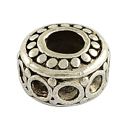 Tibetan Style Alloy European Beads Rhinestone Settings, Rondelle, Large Hole Beads, Lead Free , Antique Silver, 9x6mm, Hole: 4mm, about 628pcs/1000g, Fit for 2mm Rhinestone(TIBEP-7690-AS-RS)