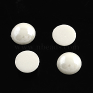 Pearlized Plated Opaque Glass Cabochons, Half Round/Dome, White, 7.5~8x3~4mm(PORC-S801-8mm-23)