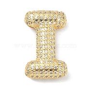 Rack Plating Brass Micro Pave Cubic Zirconia Pendants, Real 18K Gold Plated, Lead Free & Cadmium Free, Letter, Letter I, 24.5x15x6.5mm, Hole: 4x2.5mm(KK-Q790-01I-G)