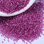MIYUKI Delica Beads, Cylinder, Japanese Seed Beads, 11/0, (DB2153) Duracoat Silver Lined Dyed Pink Parfait, 1.3x1.6mm, Hole: 0.8mm, about 10000pcs/bag, 50g/bag(SEED-X0054-DB2153)